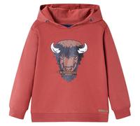 (104) Kids' Hooded Sweatshirt Children Pull Over Kids' Hoodie Ox Print Burnt Red