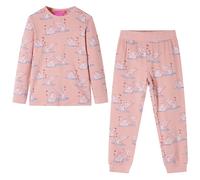 (104) Kids' Pyjamas with Long Sleeves Sleepwear Kids' PJs Swan Print Light Pink