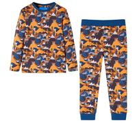 (104) Kids' Pyjamas with Long Sleeves Sleepwear PJs Animal and Mountain Print Cognac