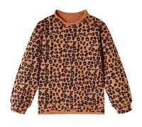 (104) Kids' Sweatshirt Long Sleeves Pullover Kids Top Leopard Print Light Cognac