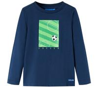 (104) Kids' T-shirt with Long Sleeves Top T Shirt Tee Football Field Print Navy Blue