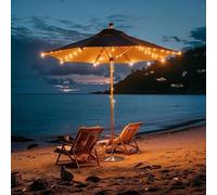 104 LED Lights Solar Umbrella, Solar LED Light Strip Umbrella, 8 Light Modes Patio Umbrella, Parasol Umbrella Light, For Beach, Backyard Umbrella(white light)