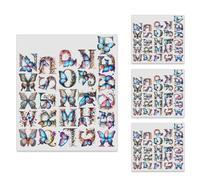104 Piece Colorful Butterfly 2 Inch Iron On Heat Transfer Letters Alphabets Fabric Vinyl DIY for Sport Jerseys T Shirts Clothes Slogan Printing Crafts Decoration (4 Sheets per Set)