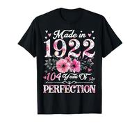104 Year Old in 1922 Floral 104th Birthday Gifts for Women T-Shirt