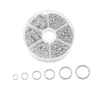 1040Pcs Open Jump Rings with Storage Box 4/5/6/8/10/12mm Metal Split Round Open Loop Rings for DIY Necklaces Bracelet Jewelry (Silver)