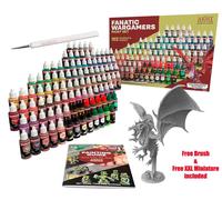 The Army Painter, Warpaints Fanatic Wargamers Paint Set, 102 x 18 ml Acrylic Paints, incl. Metallics, Washes, Effects, 1 brush & 1 Miniature - Miniature paint set for D&D & Warhammer Miniatures