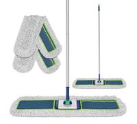 104cm Commercial Mops for Cleaning Floors, VIIWII Large Industrial Flat Mop with 150cm Long Handle 2 Heavy Duty Reusable Cotton Pads for Warehouse, Office, Hotel