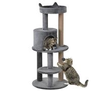 104cm Deluxe Cat Activity Tree w/ Scratching Posts Ear Perch House - Grey