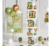 104Pcs Baby Shower Decoration Box, 5 Sage Green baby shower balloon boxes with letters, 45pcs Sage Green Gold Balloons, White Balloons Boxes for Babe Shower Decorations Neutral, Birthday, Jungel Party