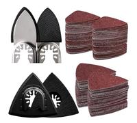 104Pcs Oscillating Tool Detail Sanding Pads Kit, 2Pcs Triangle Sanding Pads and 2Pcs Finger Sanding Pad, 100Pcs Multitool Sandpaper, Grit Fit for Finishing Wood Sanding Plaster