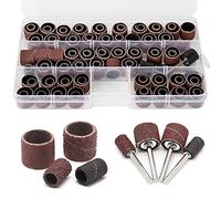 104Pcs Sanding Band Drum Sleeve 60 120 320 Grit 1/4" 1/2" Nail Drill Sander with 4 Drum Mandrel for Dremel Rotary Tool