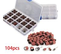 104Pcs Sanding Band Drum Sleeve 60 120 320 Grit 4 Mandrel Dremel Rotary Tool