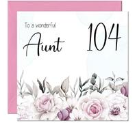 104th Aunt Birthday Card Floral Elegant Best Auntie's Birthday Card for 104 Year old