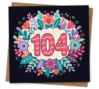 104th Birthday Card for Her, Funny Floral Design