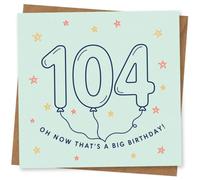 104th Birthday Card, Funny Stars Balloon Design