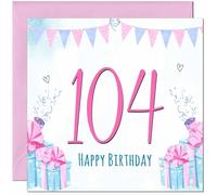 104th Womens Birthday Card for Ladies Shabby Chic Birthday Card for 104 Year old Woman Ladies Grandma Nan Mum Aunt Nan Friend Sister Nanny