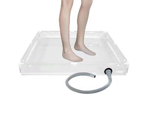 104x104x13cm Foldable Camping Shower Tray, Portable Waterproof Shower Base With Removable Drain Pipe, Non Slip Tent Bathing Floor Pan For Indoor Outdoor RV Motorhome