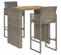 (105 cm/ 2 piece) vidaXL Garden Bar Set with Cushions Outdoor Bar Table Set Poly Rattan Acacia