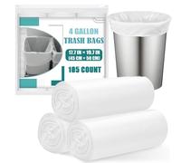 105 Counts Small Bin Bags 10 Litre, Small Bin Liners for Bathroom, Bedroom, Office, Kitchen, 10L Unscented White Bin Bags