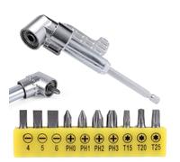 105 Degree Right Angle Drill Adapters with Bend Screwdriver Bit, 1/4 Inch Right Angle Drill Attachment Kit 2025 New Hex Shank Angle Drill Adapter for Household Work (Long)