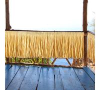 105 ft Natural Raffia Grass Table Skirts Fringes Hawaiian Luau Straw Grass Skirt for Tropical Hawaiian Party Tiki Bar Roof Decoration Summer Beach Party Decorations, 157 x 12 Inch, 8 Pcs in Total