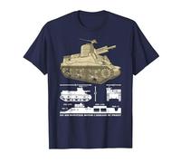 105 mm Howitzer Motor Carriage M7 Priest WW2 Infographic T-Shirt, Men, Navy Blue, 4X-Large