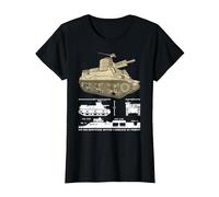 105 mm Howitzer Motor Carriage M7 Priest WW2 Infographic T-Shirt, Women, Black, Medium