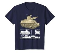 105 mm Howitzer Motor Carriage M7 Priest WW2 Infographic T-Shirt, Youth, Navy Blue, Large