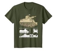 105 mm Howitzer Motor Carriage M7 Priest WW2 Infographic T-Shirt, Youth, Olive Green, 4T