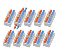 105-Pack 32A Quick Wire Connectors Push-in Terminal Blocks for Solid and Flexible Wires Flame-Retardant Nylon, Copper Contacts SPL Series Parallel Circuits(2 in 2 out/10 pcs)