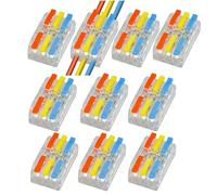 105-Pack 32A Quick Wire Connectors Push-in Terminal Blocks for Solid and Flexible Wires Flame-Retardant Nylon, Copper Contacts SPL Series Parallel Circuits(3 in 3 out/10 pcs)