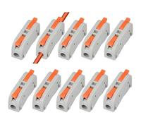 105-Pack 32A Quick Wire Connectors Push-in Terminal Blocks for Solid and Flexible Wires Flame-Retardant Nylon, Copper Contacts SPL Series Parallel Circuits(1 in 1 out/10 pcs)