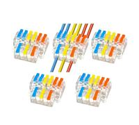 105-Pack 32A Quick Wire Connectors Push-in Terminal Blocks for Solid and Flexible Wires Flame-Retardant Nylon, Copper Contacts SPL Series Parallel Circuits(3 in 6 Out/5 pcs)