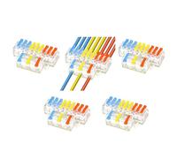 105-Pack 32A Quick Wire Connectors Push-in Terminal Blocks for Solid and Flexible Wires Flame-Retardant Nylon, Copper Contacts SPL Series Parallel Circuits(3 in 9 Out/5 pcs)