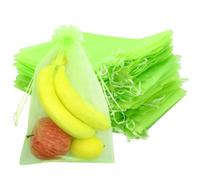 105 PCS Fruit Protection Bags,Grape Netting Bags with Drawstring,Garden Fruit Cover Mesh Bag to Protect Plants from Birds Butterfly Wasp Birds Cherry Vinegar Drosophila 30x20cm Green