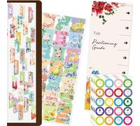105 PCS Laminated Planner Monthly Tabs-48 Month, 22 Subject, 35 Blank, 80 Plan Stickers With Aligning Guide, Self Adhesive Floral Calendar Monthly Index Labels for Notebook, Scrapbook, Diary, Journal