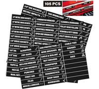 105 Pcs Magnetic Tool Box Labels, Heavy Duty Tool Chest Drawer Badges, 100 Pre-Printed & 5 Blank Customizable Tool Organizer Magnets for Mechanic Garage Workbench, 4x0.75 Inch with Icon