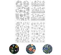 105 Pcs Stick and Stitch Embroidery Patterns, Water Soluble Paper Stabilizers, Pre-Printed Floral Flowers & Leaves Designs for Hand Embroidery, Sewing, Clothing & DIY Crafts