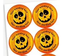 105 Personalised Holographic Sparkly Choose Your Design Halloween Motivational School Praise Teachers Reward Stickers 37mm Primary Teaching Services (Pumpkin)