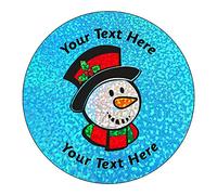 105 Personalised Holographic Sparkly Christmas Xmas Snowman Motivational School Praise Teachers Reward Stickers Gift Labels 37mm PTS Personalised