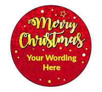 105 Personalised Holographic Sparkly Merry Christmas School Praise Teachers Reward Stickers 37mm PTS Personalised