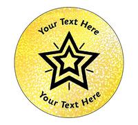 105 Personalised Holographic Sparkly Shiny Gold Star Motivational School Praise Teachers Reward Stickers 37mm Primary Teaching Services