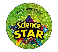 105 Personalised Holographic Sparkly Subject Star Motivational School Praise Teachers Maths Reading Science Reward Stickers 37mm Primary Teaching Services (Science Star)