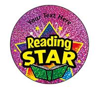 105 Personalised Holographic Sparkly Subject Star Motivational School Praise Teachers Maths Reading Science Reward Stickers 37mm Primary Teaching Services (Reading Star)