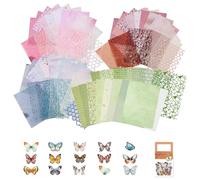 105 Sheets Scrapbook Paper Set, 60 Sheets Handmade Junk Journal Supplies with 45 pcs Stickers, 7.1x5.2 in Textured Paper Patterned for DIY Cards Crafting Supplies Gift Wrap Decoration
