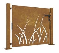 (105 x 105 cm) vidaXL Garden Gate Fence Gate Fence Panel 105x180 cm Corten Steel Grass Design