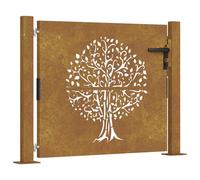 (105 x 105 cm) vidaXL Garden Gate Fence Gate Fence Panel 105x80 cm Corten Steel Tree Design