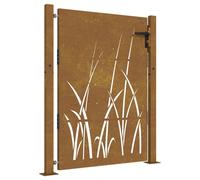 Garden Gate Rusty Corten Steel 110x155cm Laser-Cut Lockable Decorative Post155cm