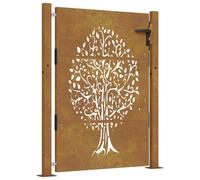 (105 x 155 cm) vidaXL Garden Gate Fence Gate Fence Panel 105x80 cm Corten Steel Tree Design