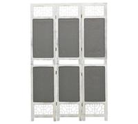 vidaXL Room Divider 3-Panel Grey Fabric 105 x 165 cm